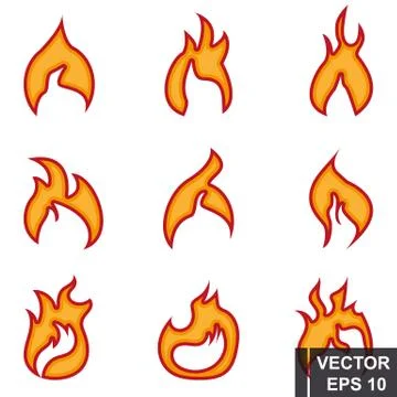 Flame. fire flat style. Smoke. Bonfire. For your design. Stockillustratie