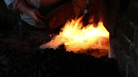 Flame of fire in the forge Stock Footage 40904978