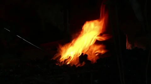 Flame of fire in the forge Stock Footage 40905285