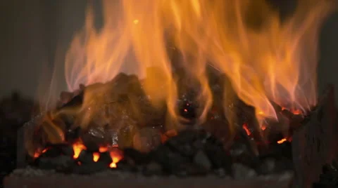 Flame Of Fire In The Forge Stock Footage 60376016