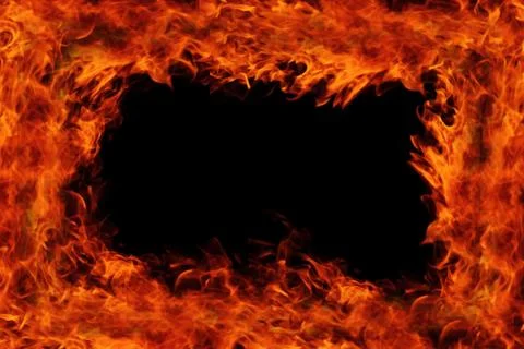Flame (fire) frame isolated on black Stock Photos