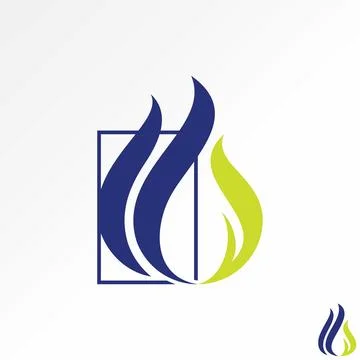 Flame fire green blue line art futuristic burn texture element energy nature Illustrazione stock