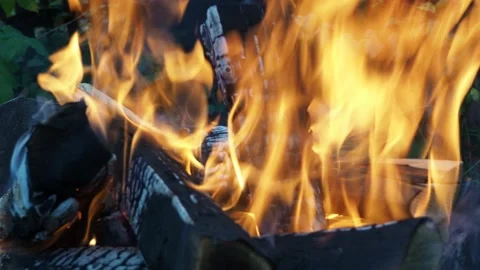 The flame of the fire in the grill. Stock Footage 141455165