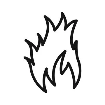 Flame fire icon Black line art vector 스톡 일러스트