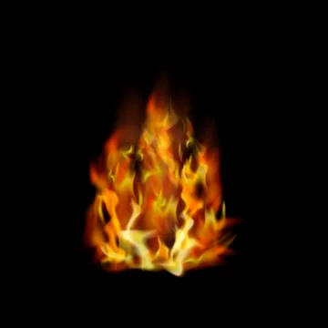 Flame Fire Isolated over Black Background Stock Illustration