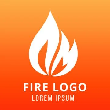 Flame of fire logo design on fire color background 스톡 일러스트