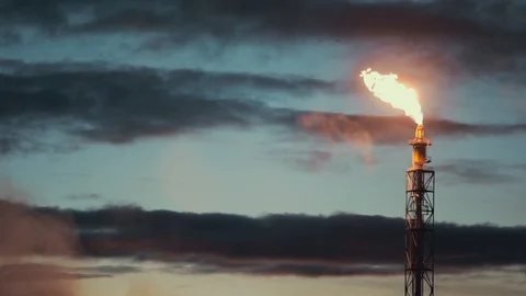 Flame, Fire from pipe, Oil and gas refinery plant or petrochemical industry Video stock 102423976