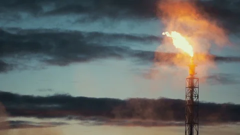 Flame, Fire from pipe, Oil and gas refinery plant or petrochemical industry Stock Footage 102424153
