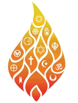 Flame fire principal religions united together to the light illustration Illustrazione stock
