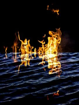 Flame fire with reflection in water Stock Illustration