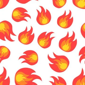 Flame fire seamless pattern background icon. Business flat vector illustratio 库存插图