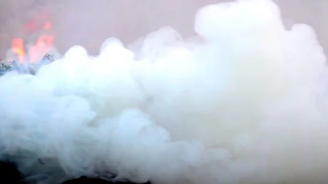 Flame fire slow motion burning on morning sun sky background. Stock Footage 86591661