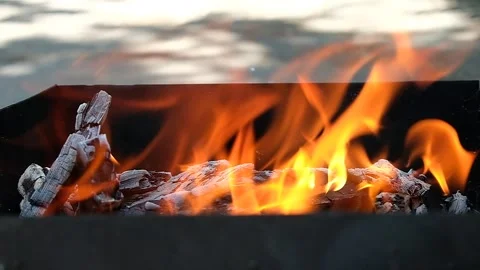 Flame Of The Fire. Slow Motion Stock Footage 134628939