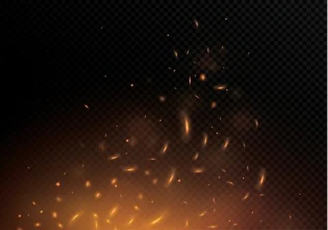 Flame of fire with sparks on a black background. The texture of the fiery storm Illustrazione stock