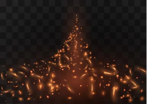 Flame of fire with sparks on a black background. The texture of the fiery storm Stock Illustration