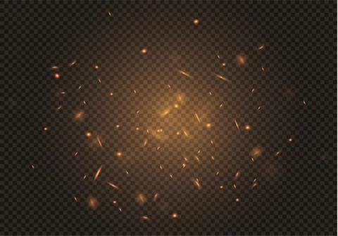 Flame of fire with sparks on a black background. The texture of the fiery storm Stock Illustration