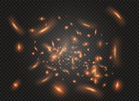 Flame of fire with sparks on a black background. The texture of the fiery storm Stock Illustration