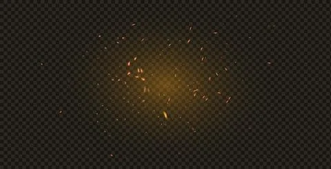 Flame of fire with sparks on a black background. The texture of the fiery storm Stock Illustration