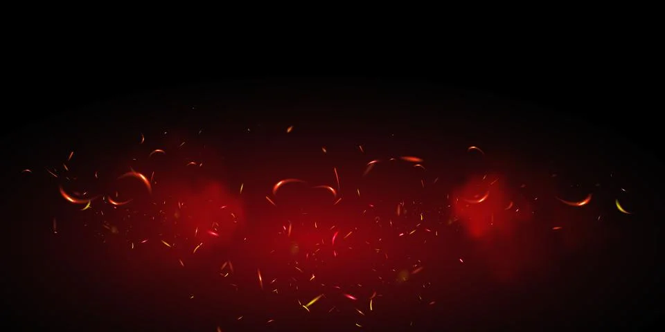 Flame of fire with sparks on a black background. The texture of the fiery storm Stock Illustration