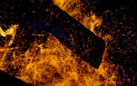 Flame of fire with sparks Stock Photos