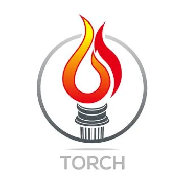 Flame fire torch design luxury logo icon shape vector Stock Illustration