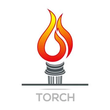 Flame fire torch design luxury logo icon shape vector Stock Illustration