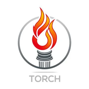 Flame fire torch design luxury logo icon shape vector Stock Illustration