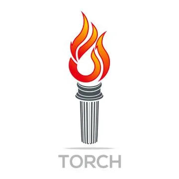 Flame fire torch design luxury logo icon shape vector Stock Illustration