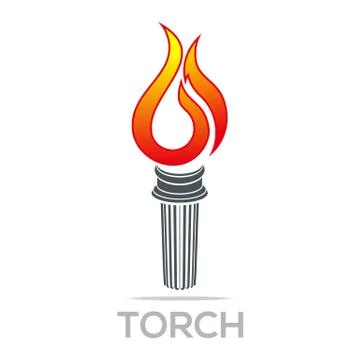 Flame fire torch design luxury logo icon shape vector Stock Illustration