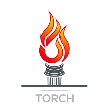 Flame fire torch design luxury logo icon shape vector Stock Illustration