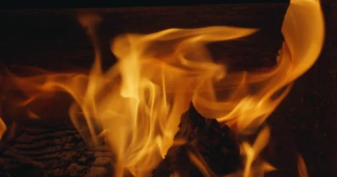 The flame of fire trembles in the fire. Close-up. Stock Footage 146771078