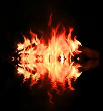 Flame of fire with water reflection Stock Illustration