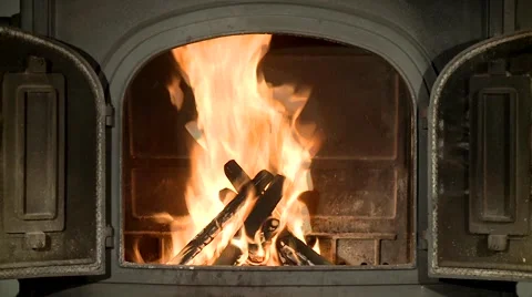 Flame in fireplace Stock Footage 2853378
