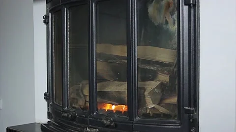 Flame in the fireplace Stock Footage 60752944