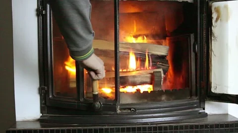 Flame in the fireplace Stock Footage 60754119