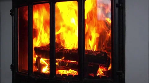 Flame in the fireplace Stock Footage 60757283