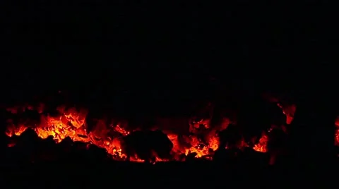 Flame in the fireplace Stock Footage 60761441