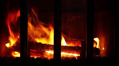 Flame in the fireplace Stock Footage 60761922