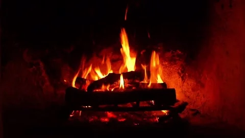 Flame in Fireplace Stock Footage 99569207