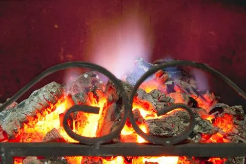 Flame in the fireplace Stock Photos