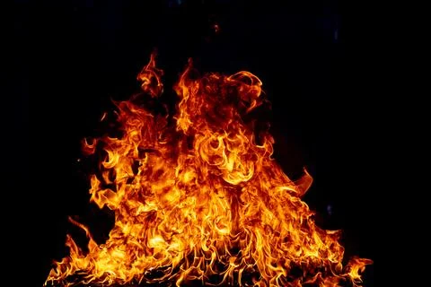Flame fires. Burn lights on a black background. Fire flames on black background Stock Photos