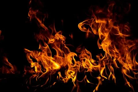 Flame fires. Burn lights on a black background. Fire flames on black background Stock Photos