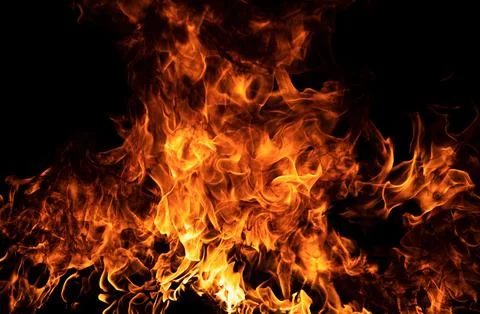 Flame fires. Burn lights on a black background. Fire flames on black background Stock Photos