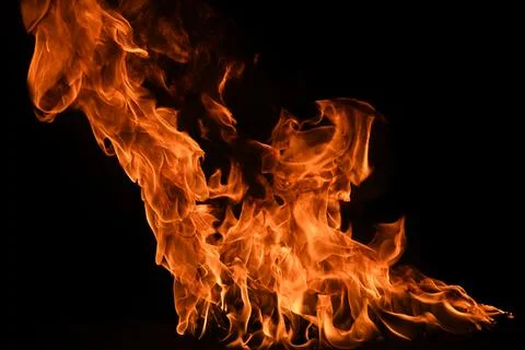 Flame fires. Burn lights on a black background. Fire flames on black background Stockfoto's