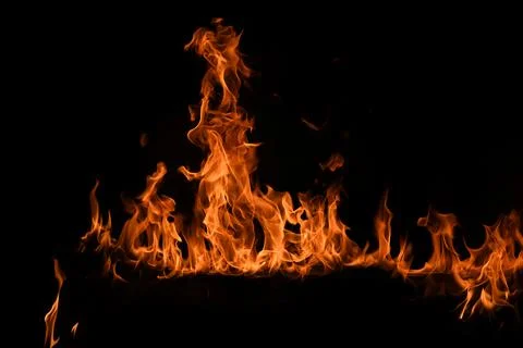 Flame fires. Burn lights on a black background. Fire flames on black background Stock Photos