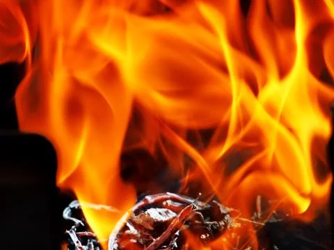 Flame on firewood Stock Photos