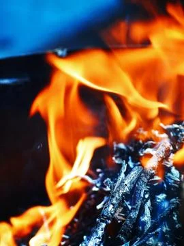 Flame on firewood Stock Photos
