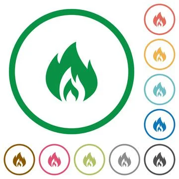 Flame flat icons with outlines Illustrazione stock