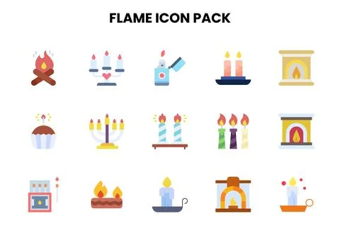 Flame Flat Icons Pack Stock Illustration