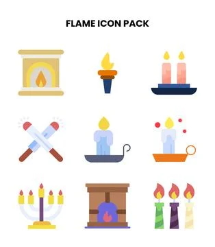 Flame Flat Icons Pack Stock Illustration